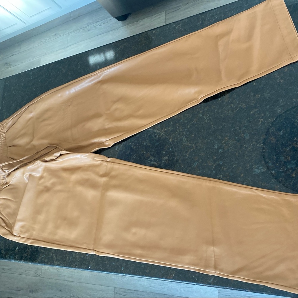 LOFT Camel Faux Leather Pants